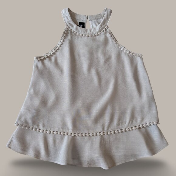 By & By Linen A-line Tank Top with Scallop RicRac Trim - Medium - Picture 5 of 10